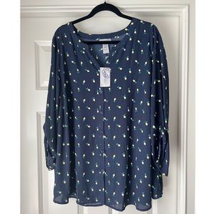 NWT Catherine’s Lemon Print Blous